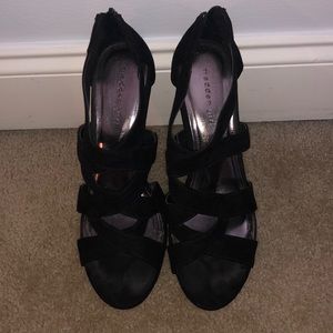 Black Strappy Wedge Heels